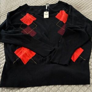Express Black Sweater with Red Detail